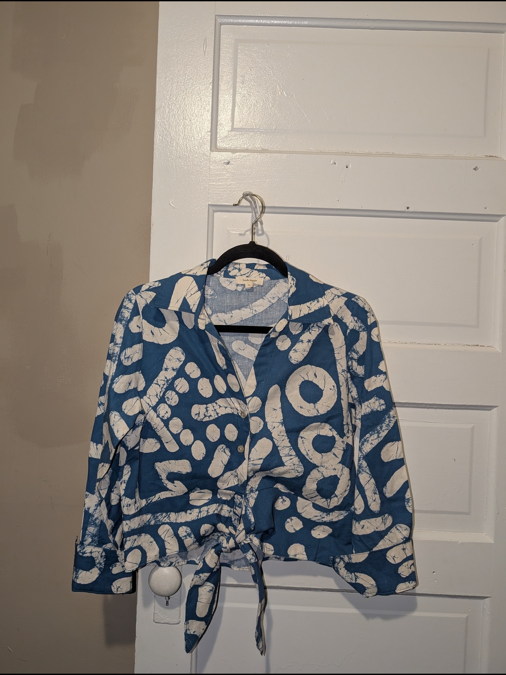 Haute Hippie Blue and White Tie-Front Blazer